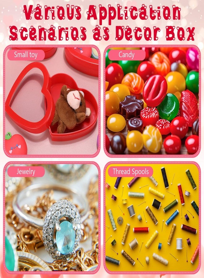 Colingmill 12 Pcs Small Heart Containers Heart Plastic Storage Boxes with Clear Window Lids Valentine's Day Gift Boxes for DIY Presents, Crafts Organizer 4.53 x 3.94 x 1.18 Inches (Red) - Image 5